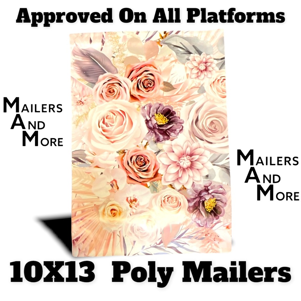 50 10X13 Boho Floral Roses Poly Mailers PRICE IS FIRM - Picture 4 of 6